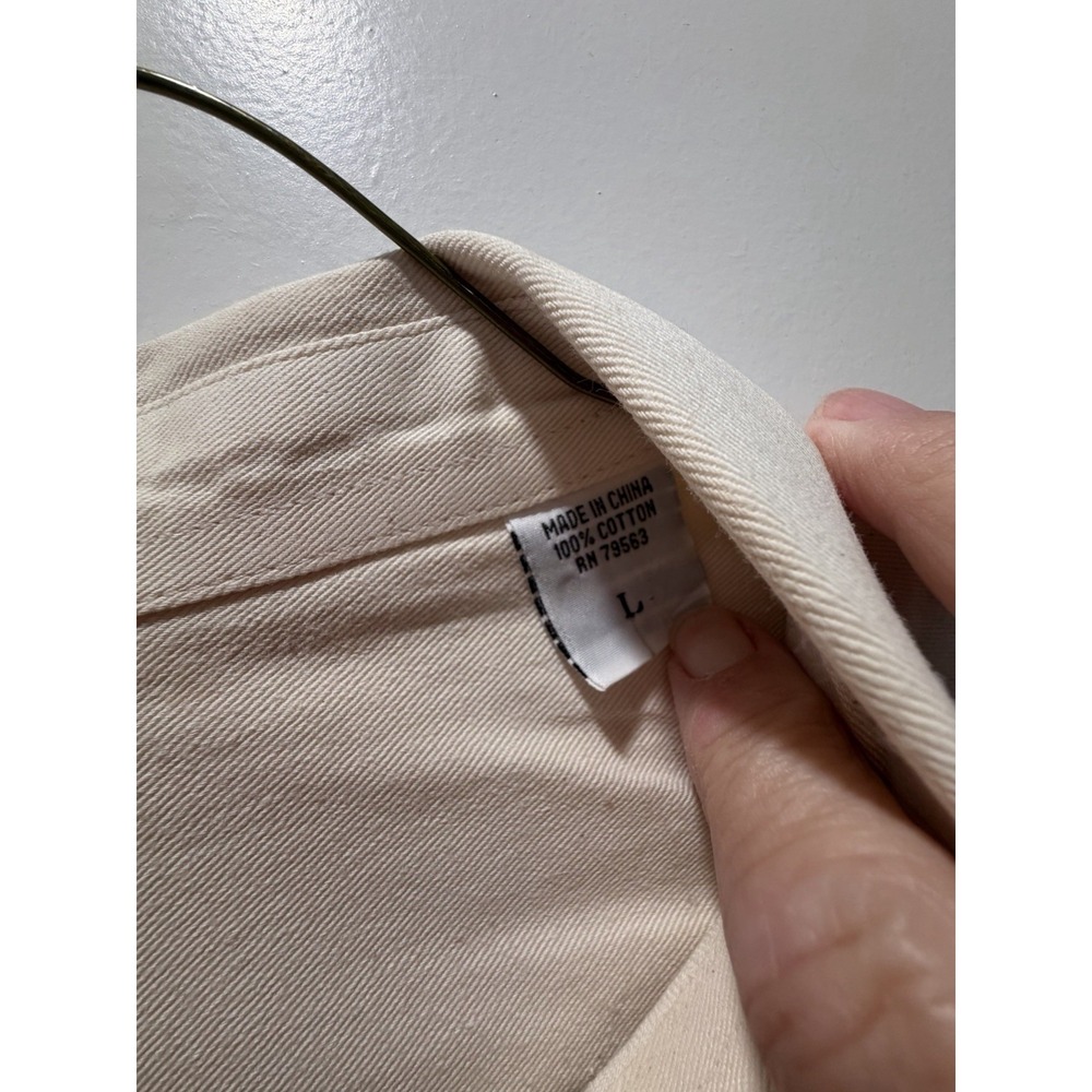 Butch Cassidy's Montpelier Idaho Western Work Shirt Cream Cotton Twill Men's L - Picture 3 of 4